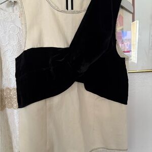J Crew Chic Black Velvet and Cream Sleeveless Top